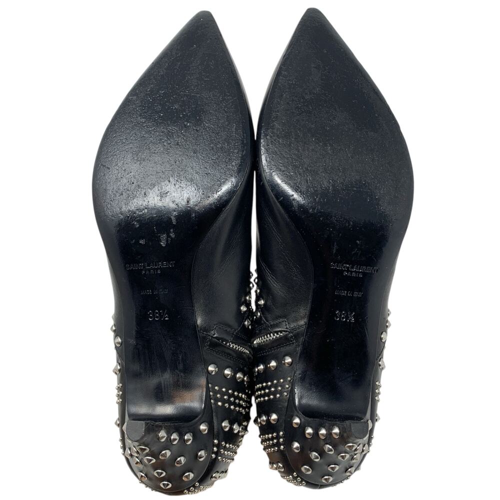 Saint Laurent Cat 50 Studded Black Leather Western Moto Ankle Booties EU 38.5 - Picture 11 of 11